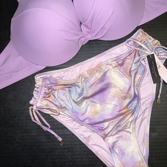 Victoria's Secret 36DD BIKINI M high-waist Bottom Pink LILAC PURPLE ombre - Picture 6 of 9